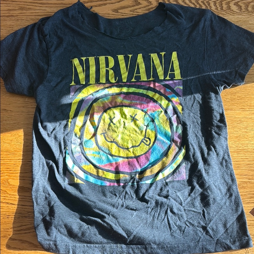 Target Black Short Sleeve Tee with Nirvana Smiley Face Logo